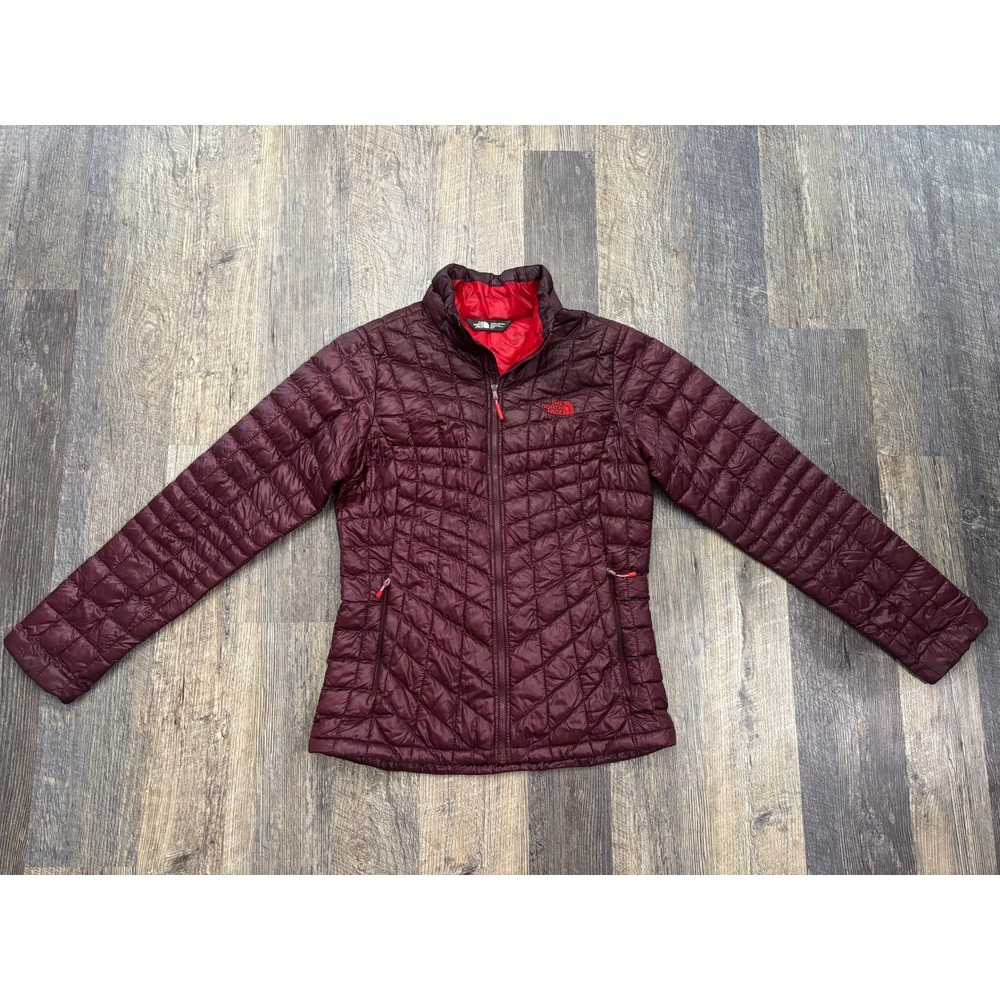 The North Face Womens Thermoball Insulated Puffer Jacket Burgundy Maroon Small